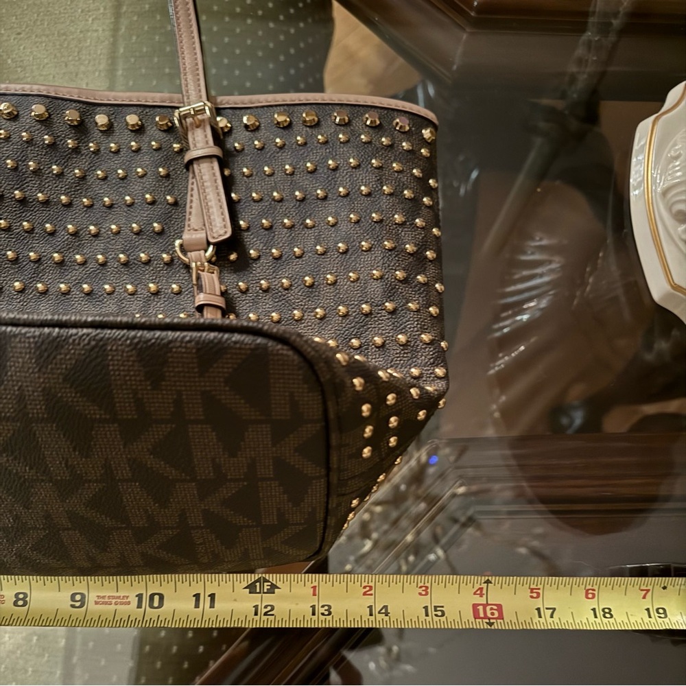 Michael Kors Jet Set Gold Studded Tote Bag - Picture 9 of 12
